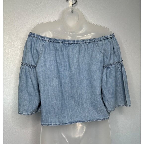 Madewell Blue Off-Shoulder Blouse - Picture 2 of 10